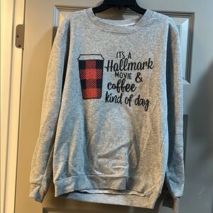 Hallmark Gray Graphic Sweatshirt Cozy Crew Neck
